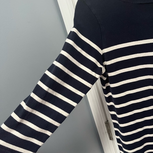 LL Bean Dress S Reg Navy White Heritage Striped Cotton Nautical Mariner Small - Picture 5 of 14